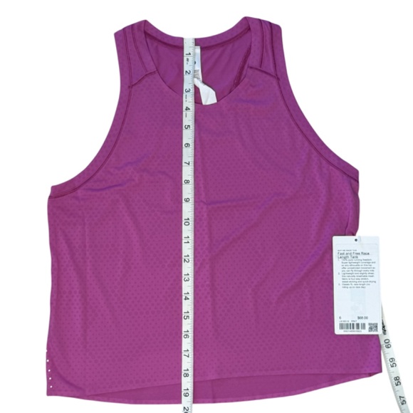 NWT Lululemon Fast and Free Race Length Tank Top, Pow Pink, Sz 6 - Picture 7 of 7